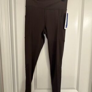 NWT Threads 4 Thought Brown High-Rise Leggings with Ribbed Panels